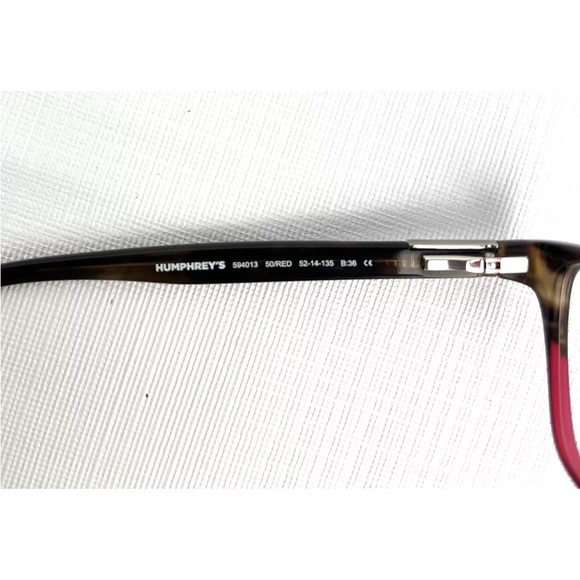 NEW Humphrey’s Eyeglasses 594013, 52-14-135 50/Red Frames w/Case, Metal Accent - Picture 3 of 12